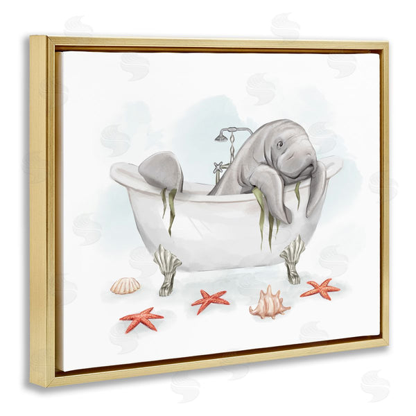 Stupell Industries Ziwei Li | Manatee Sea Life In Bathtub