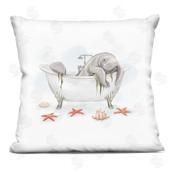 stupell industries Ziwei Li | Manatee Swimming Bathtub Marine Animal Starfish Printed Throw Pillow
