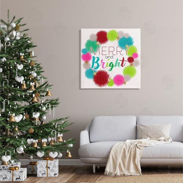 Stupell Industries Ziwei Li | Merry & Bright Fun Wreath Wall Art