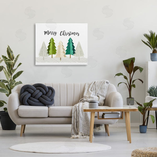 Stupell Industries Ziwei Li | Merry Christmas Greeting Modern Minimal Pine Trees Wall Art