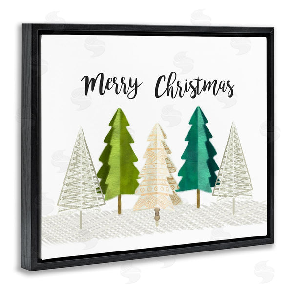 Stupell Industries Ziwei Li | Merry Christmas Greeting Modern Minimal Pine Trees Wall Art
