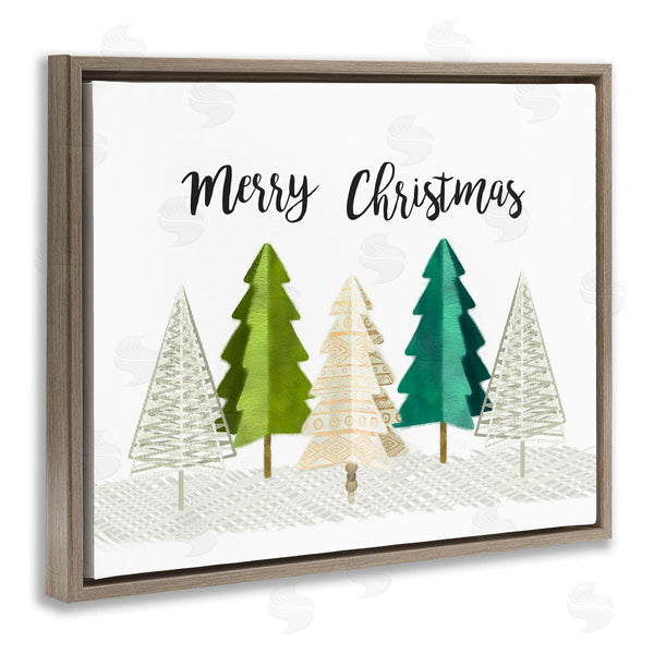 Stupell Industries Ziwei Li | Merry Christmas Greeting Modern Minimal Pine Trees Wall Art