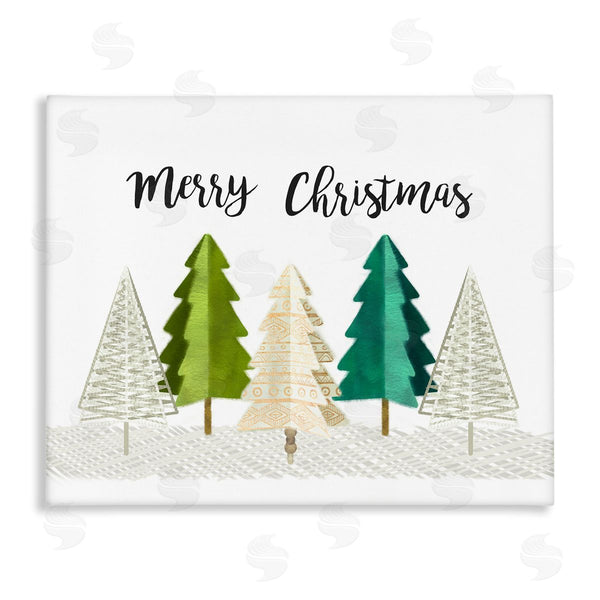stupell industries Ziwei Li | Merry Christmas Greeting Modern Minimal Pine Trees Wall Art
