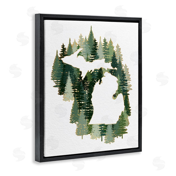 Stupell Industries Ziwei Li | Michigan State Outline Green Pine Tree Forest