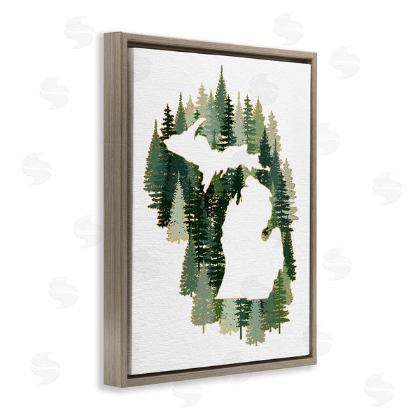 Stupell Industries Ziwei Li | Michigan State Outline Green Pine Tree Forest