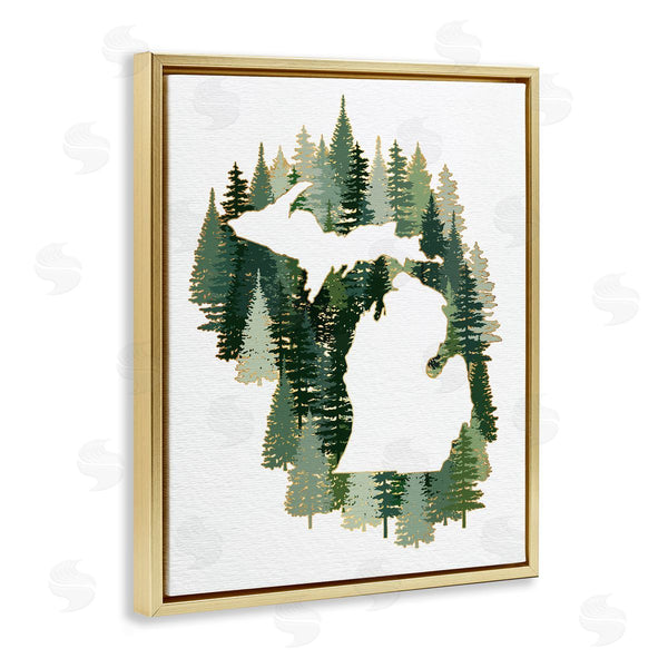 Stupell Industries Ziwei Li | Michigan State Outline Green Pine Tree Forest