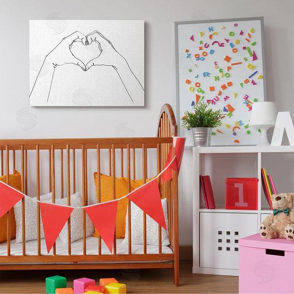 Stupell Industries Ziwei Li | Minimal Heart Shaped Hand Pose Black White Wall Art