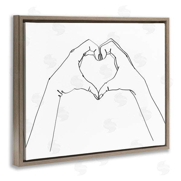 Stupell Industries Ziwei Li | Minimal Heart Shaped Hand Pose Black White Wall Art