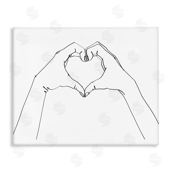 stupell industries Ziwei Li | Minimal Heart Shaped Hand Pose Black White Wall Art
