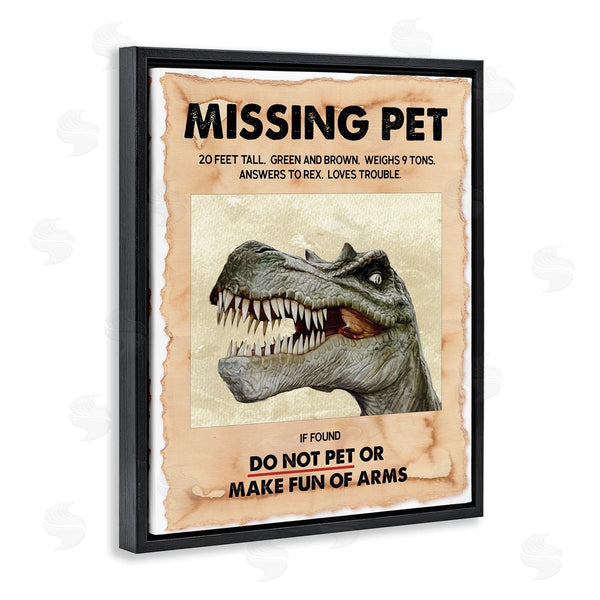 Stupell Industries Ziwei Li | Missing Pet Dinosaur Sign T-Rex Ancient Reptile