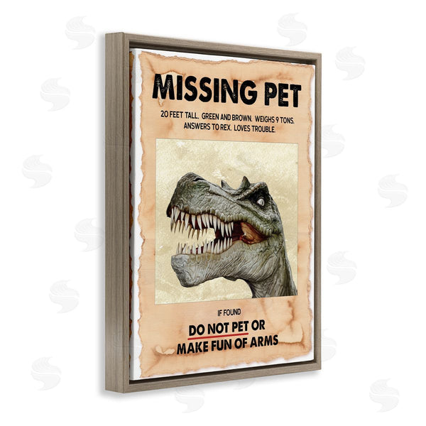 Stupell Industries Ziwei Li | Missing Pet Dinosaur Sign T-Rex Ancient Reptile
