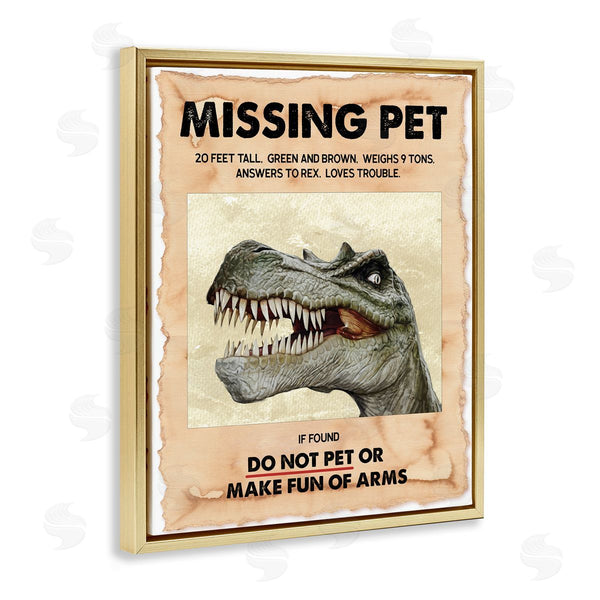 Stupell Industries Ziwei Li | Missing Pet Dinosaur Sign T-Rex Ancient Reptile