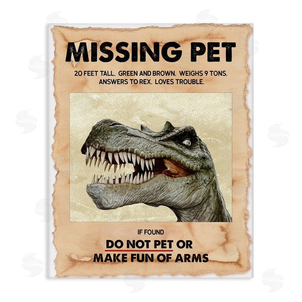 stupell industries Ziwei Li | Missing Pet Dinosaur Sign T-Rex Ancient Reptile