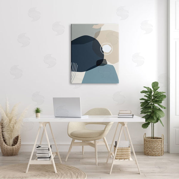 Stupell Industries Ziwei Li | Mod Shapes Arranged Abstract Circle Collage Blue Beige Wall Art