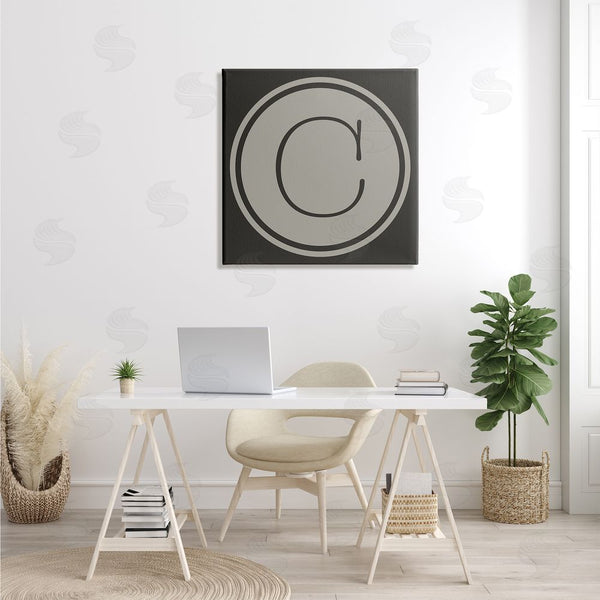 Stupell Industries Ziwei Li | Modern C Initial Circular Shape Elevator Key Wall Art