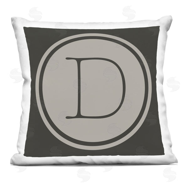 stupell industries Ziwei Li | Modern D Initial Circular Typewriter Key Shape Printed Throw Pillow