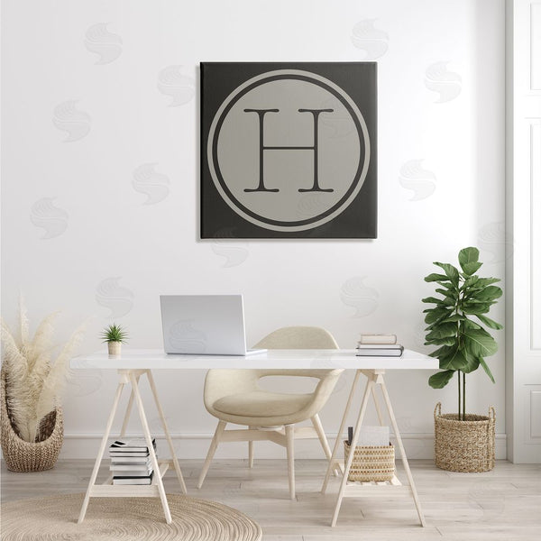 Stupell Industries Ziwei Li | Modern H Initial Circular Elevator Key Shape Wall Art