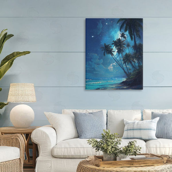 Stupell Industries Ziwei Li | Moonlit Beach Palm Trees Wall Art