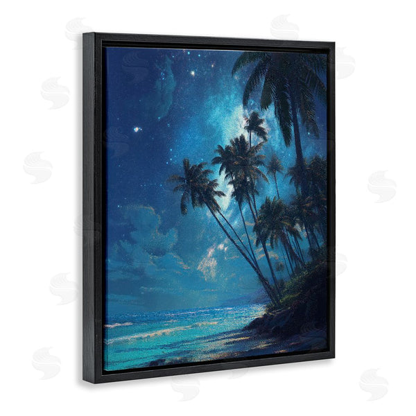 Stupell Industries Ziwei Li | Moonlit Beach Palm Trees Wall Art