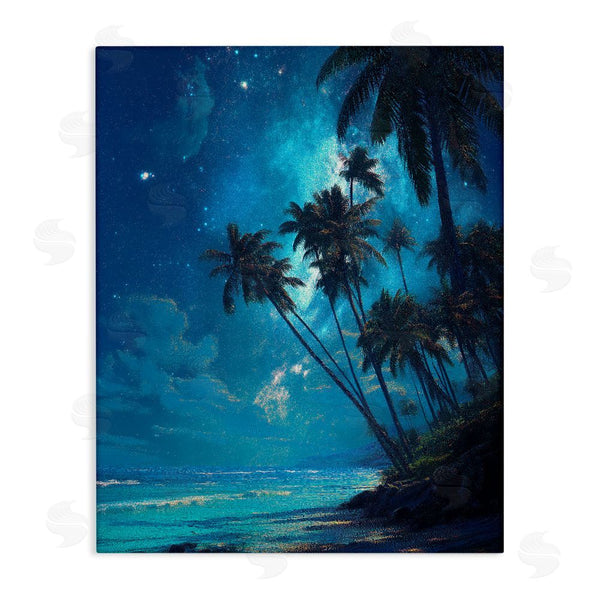 stupell industries Ziwei Li | Moonlit Beach Palm Trees Wall Art