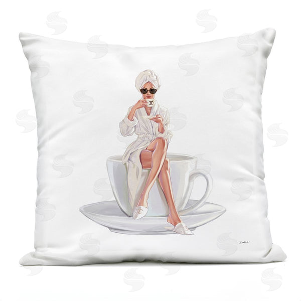 Stupell Industries Ziwei Li | Morning Coffee Fashion Robe Printed Throw Pillow