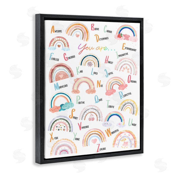 Stupell Industries Ziwei Li | Motivational Rainbow Alphabet Kids' Positivity ABC's Wall Art