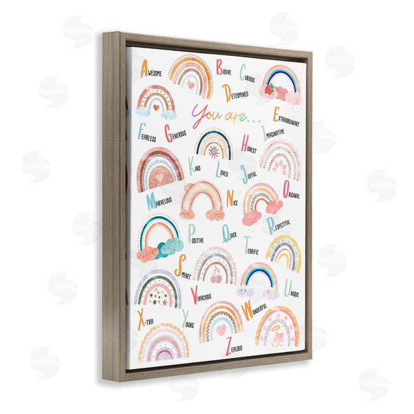 Stupell Industries Ziwei Li | Motivational Rainbow Alphabet Kids' Positivity ABC's Wall Art