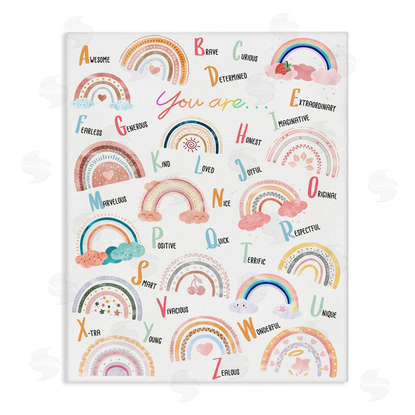 stupell industries Ziwei Li | Motivational Rainbow Alphabet Kids' Positivity ABC's Wall Art