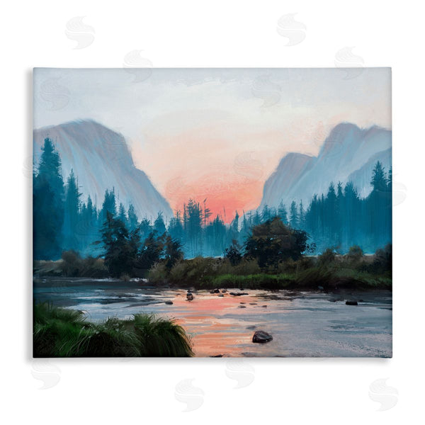stupell industries Ziwei Li | Mountain Valley Tranquil Sunset Lake Reflection Wall Art