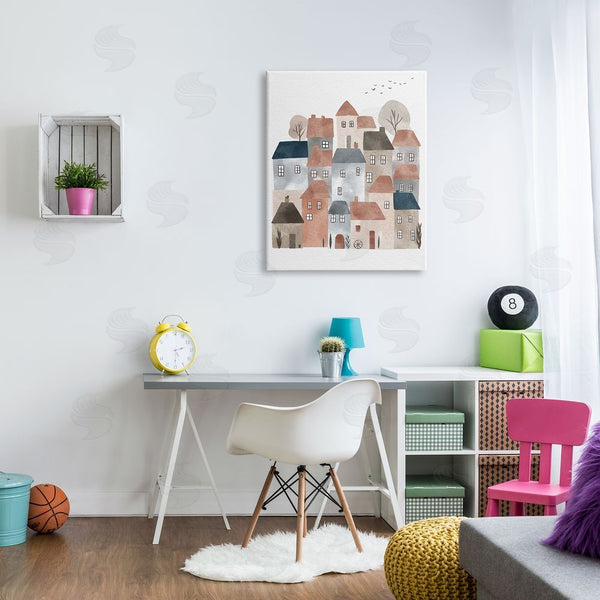 Stupell Industries Ziwei Li | Muted Neighborhood Cityscape Wall Art
