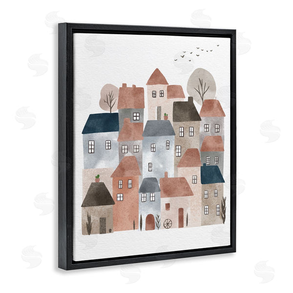Stupell Industries Ziwei Li | Muted Neighborhood Cityscape Wall Art