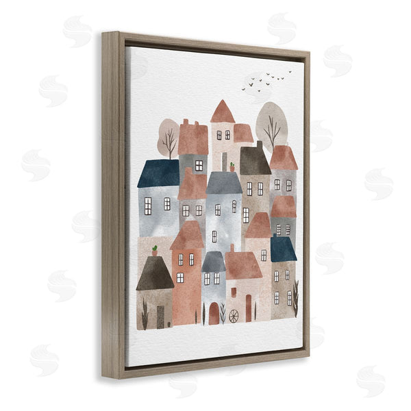 Stupell Industries Ziwei Li | Muted Neighborhood Cityscape Wall Art