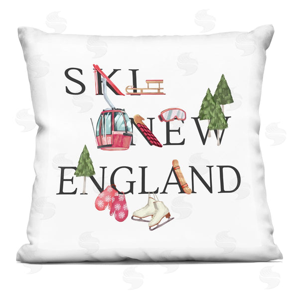 stupell industries Ziwei Li | New England Ski Slopes Winter Seasonal Sports Printed Throw Pillow