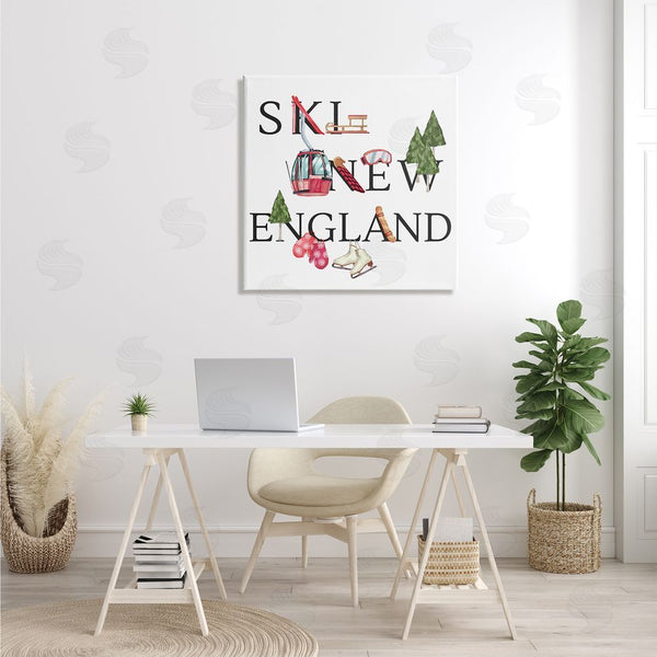 Stupell Industries Ziwei Li | New England Ski Winter Seasonal Mountain Sports Wall Art