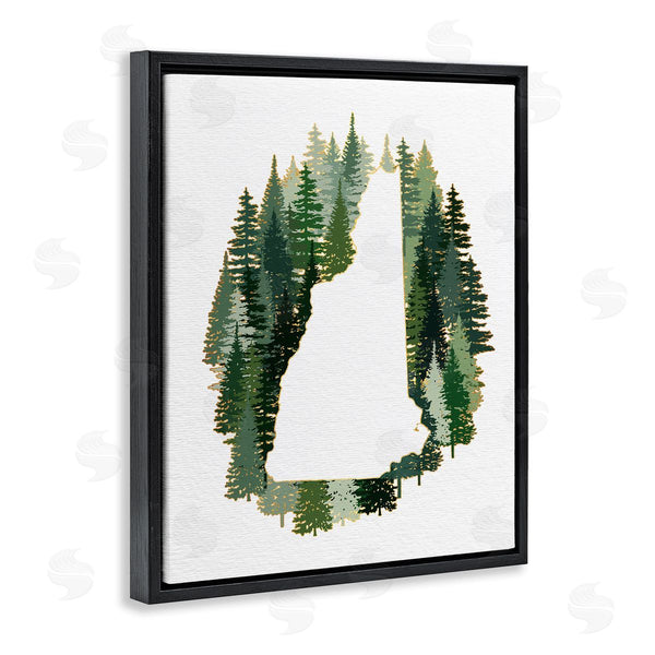 Stupell Industries Ziwei Li | New Hampshire State Outline Green Pine Tree Forest