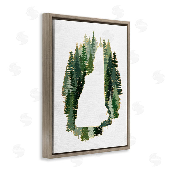 Stupell Industries Ziwei Li | New Hampshire State Outline Green Pine Tree Forest
