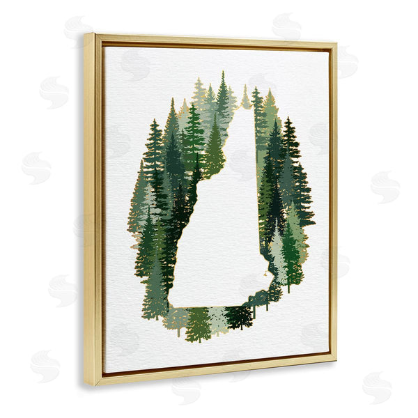 Stupell Industries Ziwei Li | New Hampshire State Outline Green Pine Tree Forest