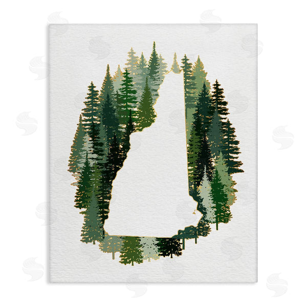 stupell industries Ziwei Li | New Hampshire State Outline Green Pine Tree Forest