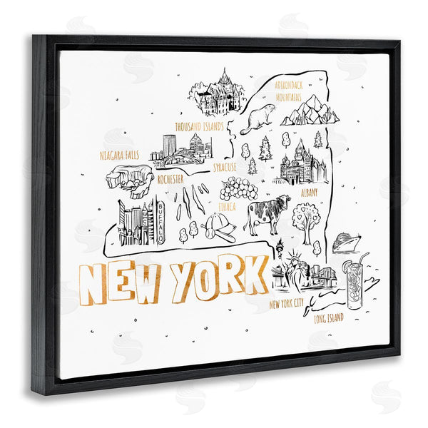 Stupell Industries Ziwei Li | New York Landmarks Text Diagram Glam Accent Wall Art