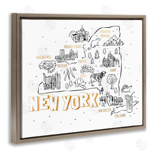Stupell Industries Ziwei Li | New York Landmarks Text Diagram Glam Accent Wall Art