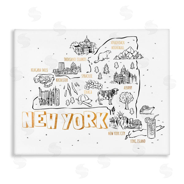 stupell industries Ziwei Li | New York Landmarks Text Diagram Glam Accent Wall Art