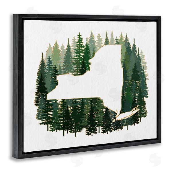 Stupell Industries Ziwei Li | New York State Outline Green Forest Pine Trees