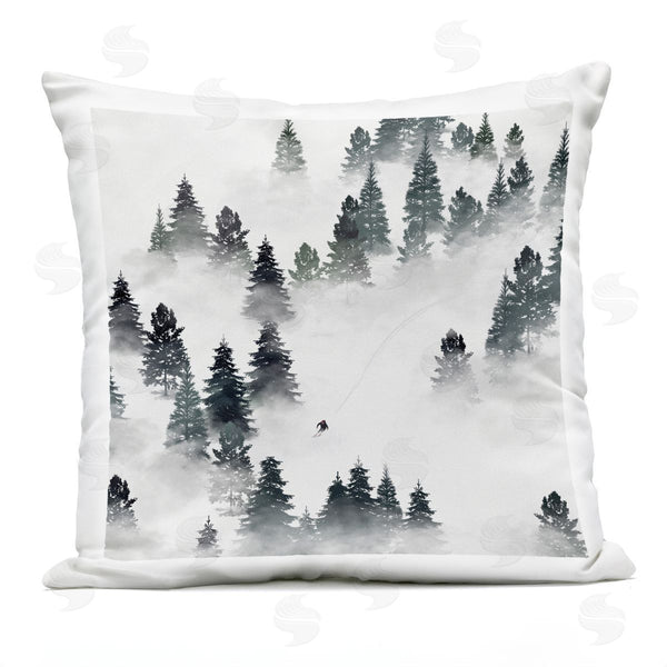 Stupell Industries Ziwei Li | Niveous Mountain Slope Person Skiing Trees Printed Throw Pillow