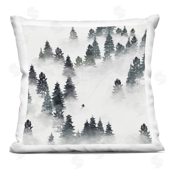 stupell industries Ziwei Li | Niveous Mountain Slope Person Skiing Trees Printed Throw Pillow