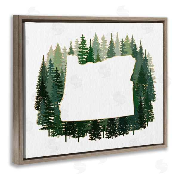Stupell Industries Ziwei Li | Oregon State Outline Green Pine Tree Forest