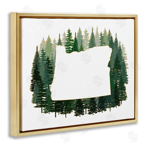 Stupell Industries Ziwei Li | Oregon State Outline Green Pine Tree Forest