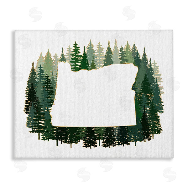 stupell industries Ziwei Li | Oregon State Outline Green Pine Tree Forest