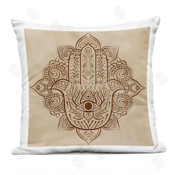 Stupell Industries Ziwei Li | Ornate Brown Hamsa Pattern Printed Throw Pillow