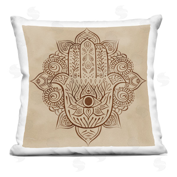 stupell industries Ziwei Li | Ornate Brown Hamsa Pattern Printed Throw Pillow