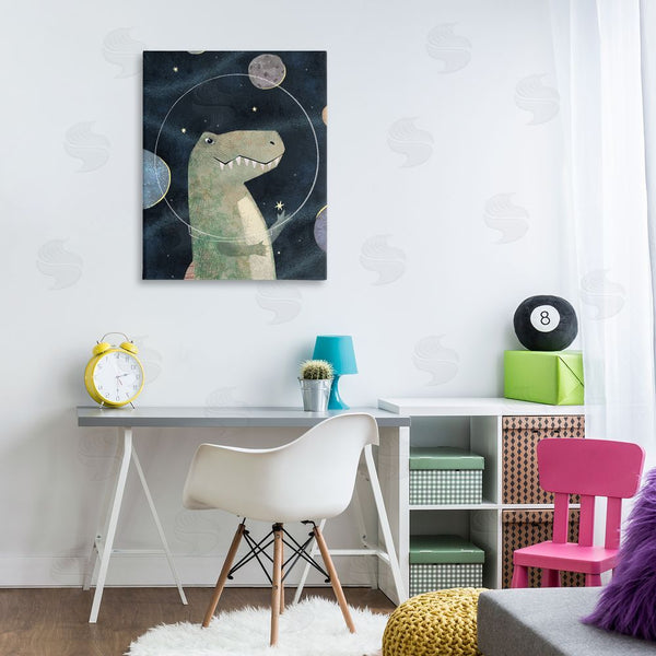 Stupell Industries Ziwei Li | Outer Space Dinosaur Glass Helmet Galactic Planets Wall Art